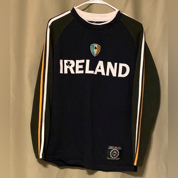 Retro Irish Ireland Track And Field Athletics Dept Double Sleeve Shirt Men’s S - Picture 1 of 7